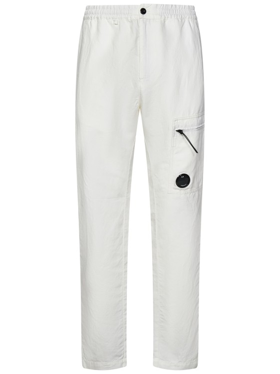 Shop C.p. Company White Linen And Cotton Blend Utility Trousers