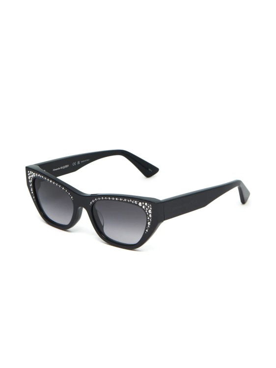 Shop Alexander Mcqueen Jeweled Black Sunglasses