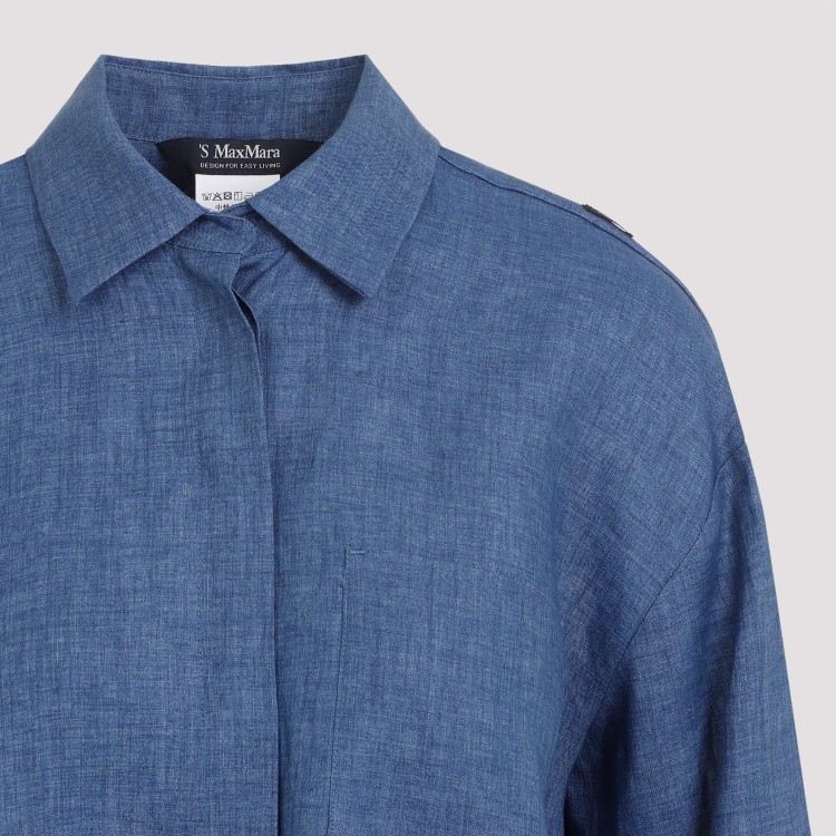 Shop Max Mara Indigo Blue Kasia Linen Shirt