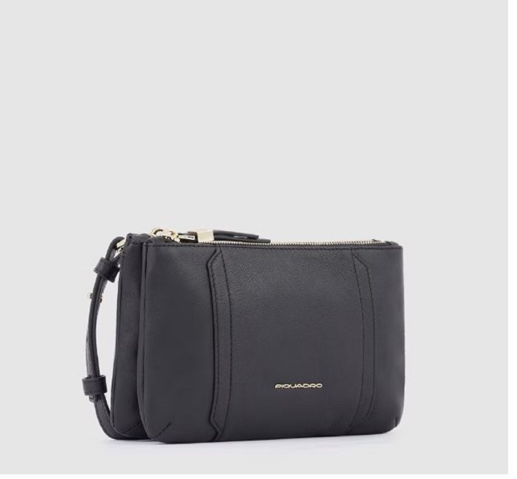 Shop Piquadro Black Leather Clutch Bag In Grey