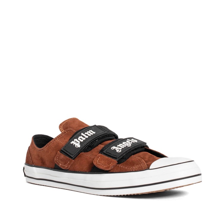 Shop Palm Angels Velcro Vulcanized Low Sneakers In Brown
