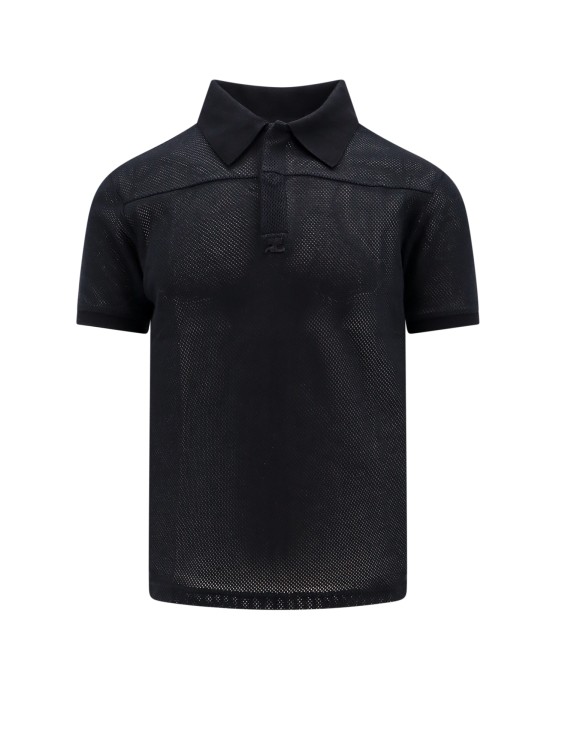Shop Courrèges Mesh Polo Shirt In Black