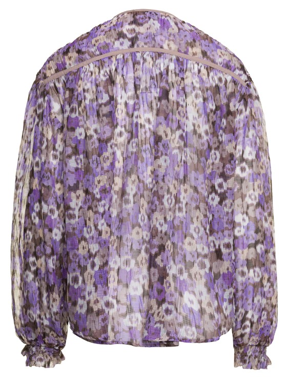 Shop Sabina Musayev Atara' Purple Blouse With All-over Floreal Print In Polyester In Grey