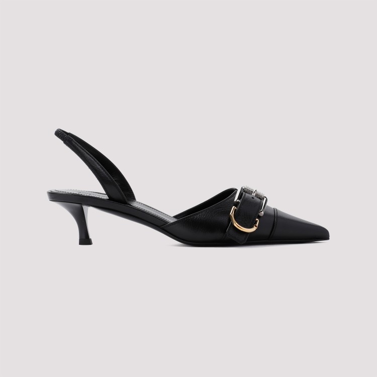 Shop Givenchy Voyou 45mm Slingback Black Bull Leather Sandals