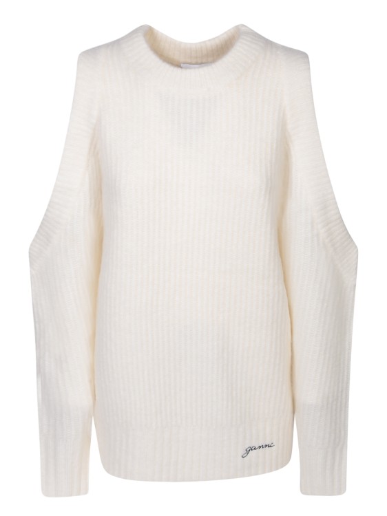 Ganni Cut-out Detail Pullover Ivory In White