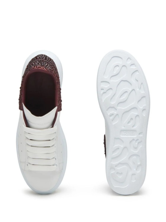 Shop Alexander Mcqueen Sneakers Oversized Rhinestone White/burgundy
