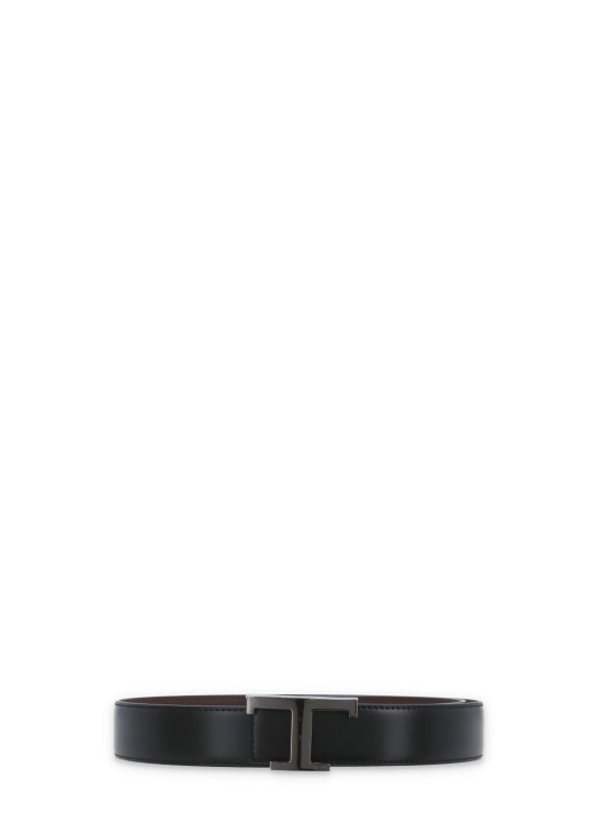 TOD'S BLACK SMOOTH LEATHER REVERSIBLE BELT