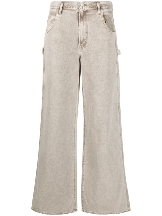 Shop Agolde Magda Wide-leg Denim Jeans In Grey
