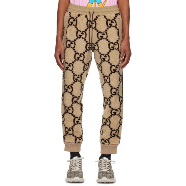 Shop Gucci Wool Sweatpants In Brown