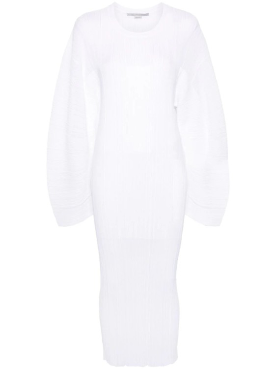 Stella Mccartney White Plissé Midi Dress