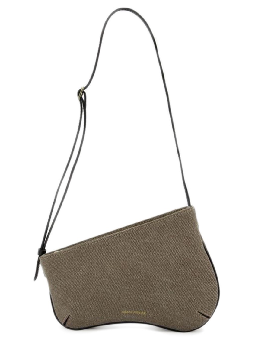 Manu Atelier Mini Curve Hobo Bag - Grey/black - Denim In Grey