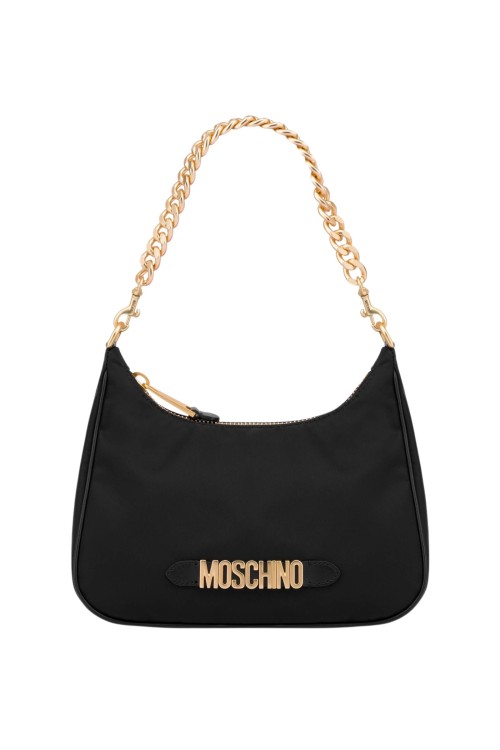 Moschino Nylon Hobo Bag With Logo In Black