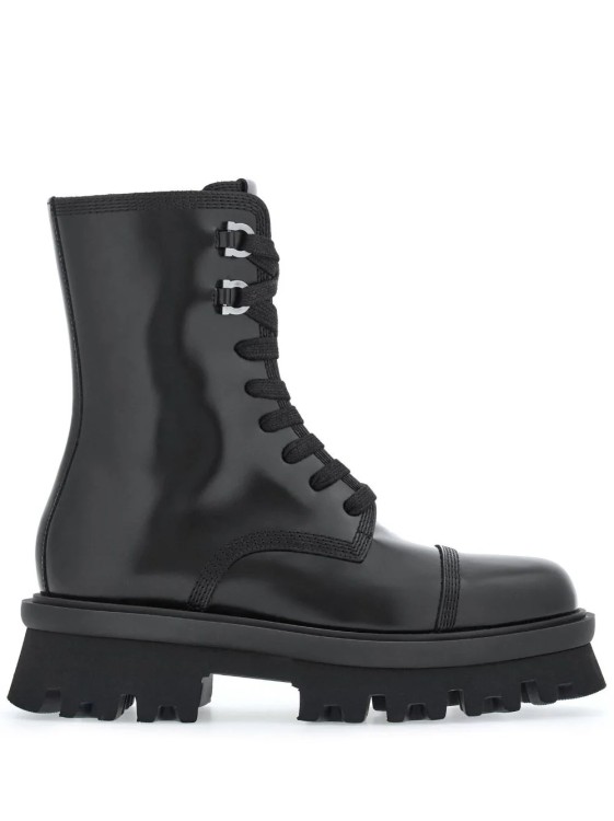 Shop Ferragamo Black Combat Boots