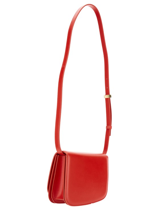 Shop Ferragamo Oyster' Red Asymmetric Crossbody Bag With Logo Detail In Leather