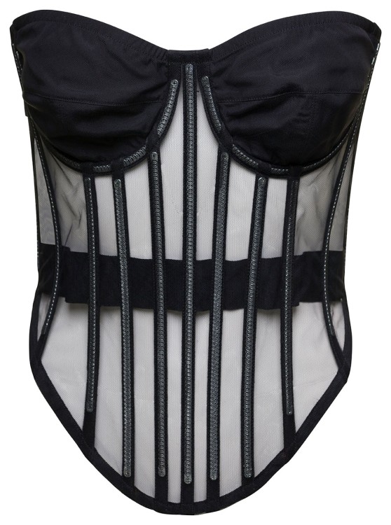 Shop Dolce & Gabbana Black Corset Top With Boning And Sweetheart Neckline In Polyamide