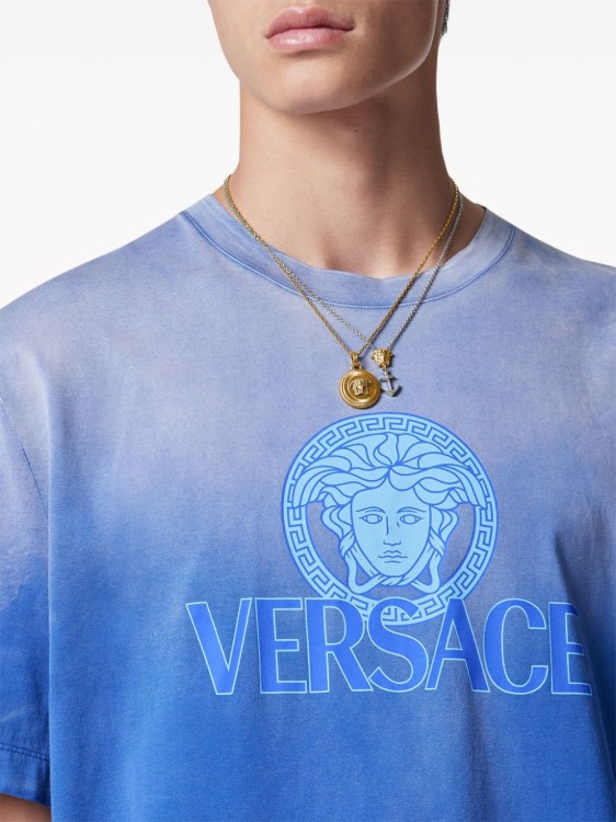 Shop Versace Blue Medusa-logo T-shirt