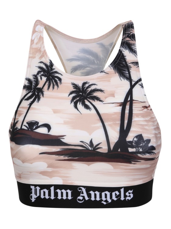 Shop Palm Angels Stretchy Sports Top In Neutrals