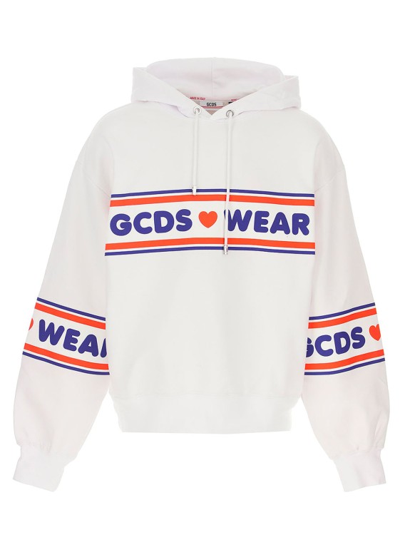 Gcds Logo Hooded Sweatshirt In White