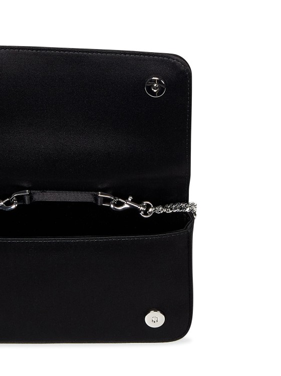 Shop Moschino Black Satin Handbag With Crystals In Grey