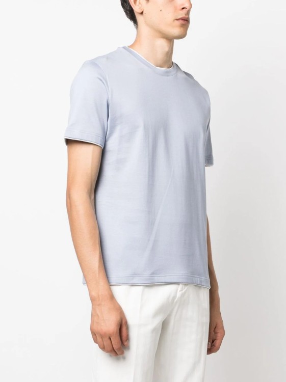 Shop Eleventy Blue Crew Neck T-shirt In White
