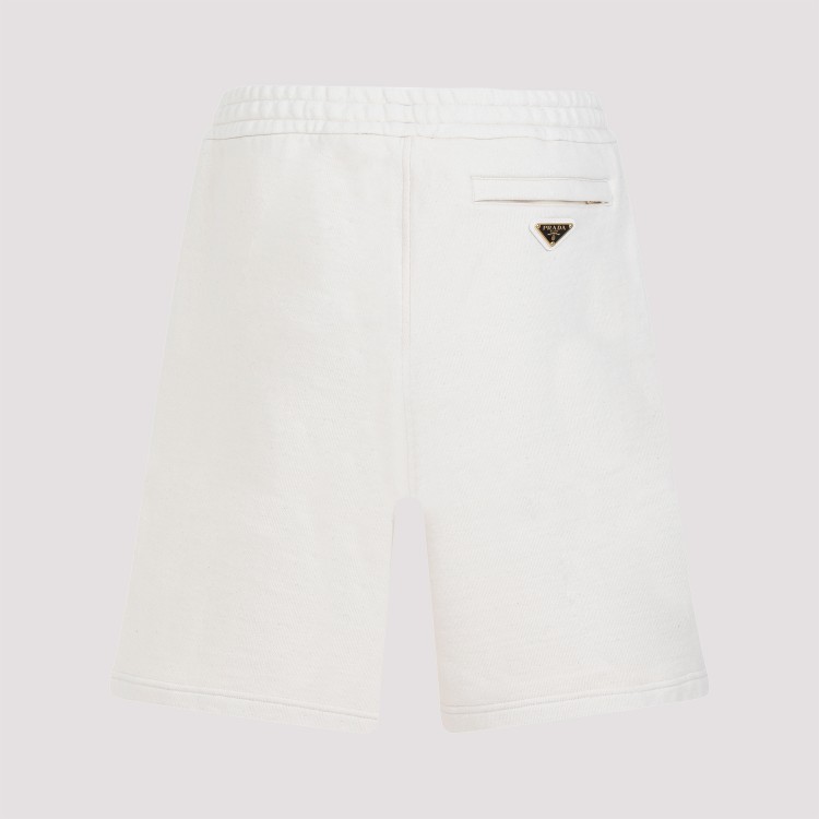 Shop Prada White Cotton Bermuda Shorts