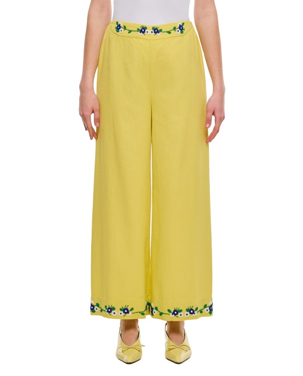 Shop Bode New York Beaded Chicory Cotton Pants In Yellow