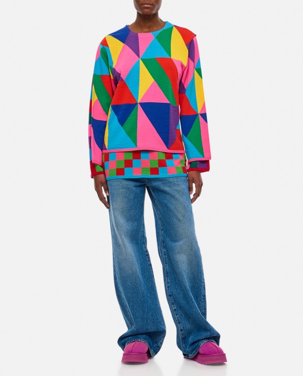 Shop Comme Des Garçons Double Layer Pattern Sweater In Blue
