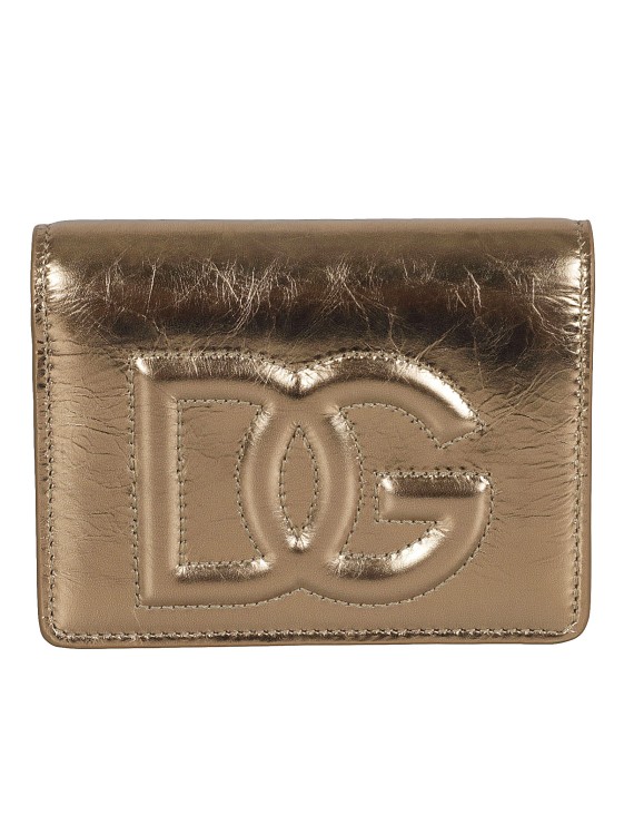 Dolce & Gabbana Dg Logo Gold-tone Leather Wallet In Neutrals