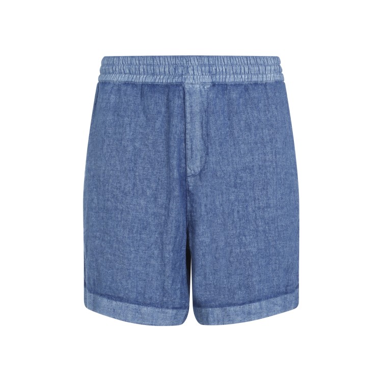 Burberry Linen Shorts With Drawstrings In Blue