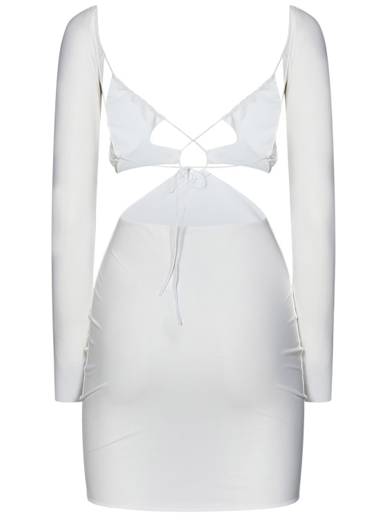 Shop Amazuìn Azhar Off-white Stretch Jersey Long-sleeved Minidress