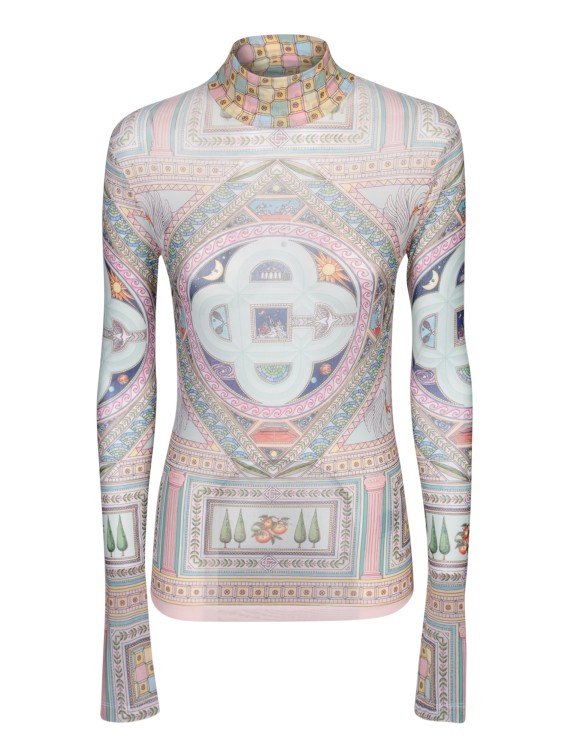 Casablanca Le Labirynthe Printed Mesh Top Le Labirynthe M In Multicolor