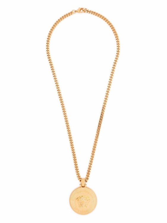 Shop Versace Medusa-pendant Necklace In Brown