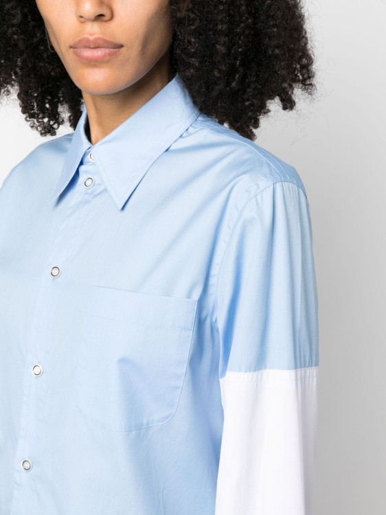 Shop Marni Cotton Shirt With Wite Sleeves In Blue