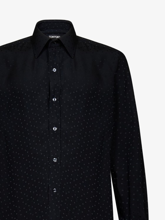 Shop Tom Ford Black Shirt With All-over Jacquard Polka Dot Motif