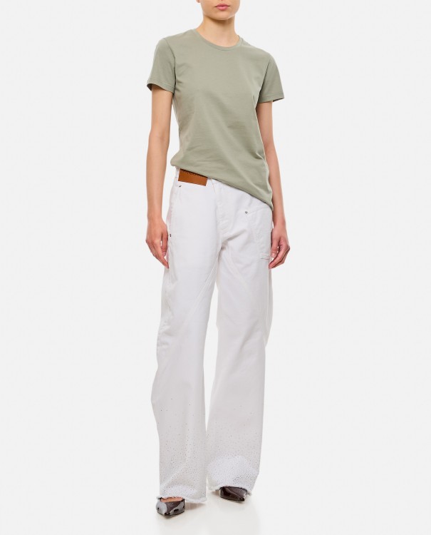 Shop Jw Anderson Crystal Hem Twisted Jeans In White