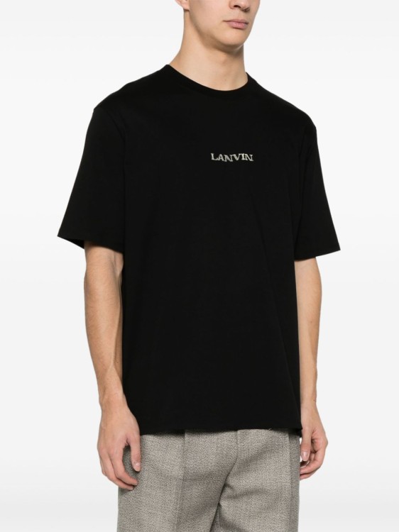 Shop Lanvin Black Embroidered Logo T-shirt