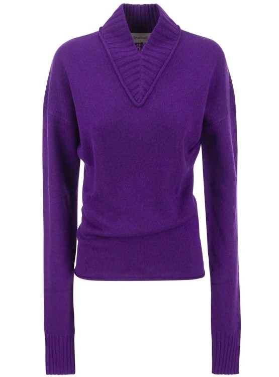 Sportmax Ribbed-trim V-neck Jumper In Purple