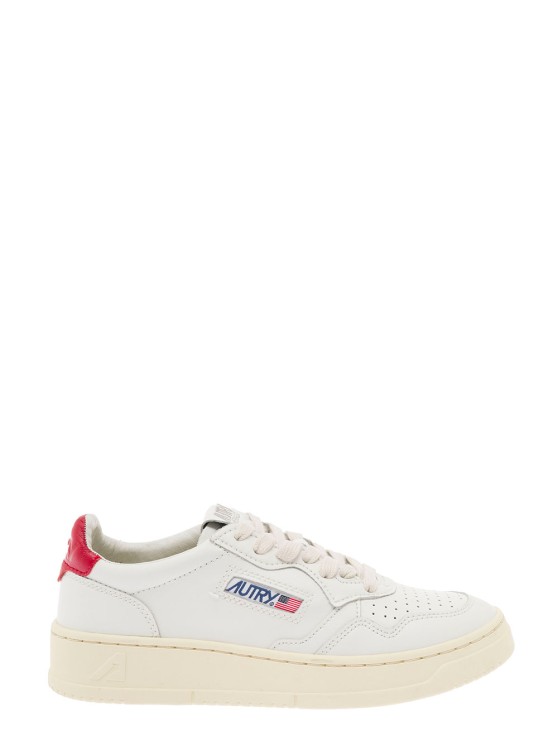 Shop Autry Medalist' White Low Top Sneakers With Contrasting Heel Tab In Leather