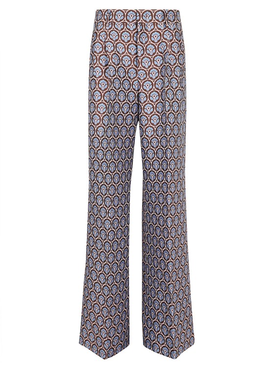 Shop Etro Trousers In Shiny Silk Blend Jacquard With Aurea In Multicolor