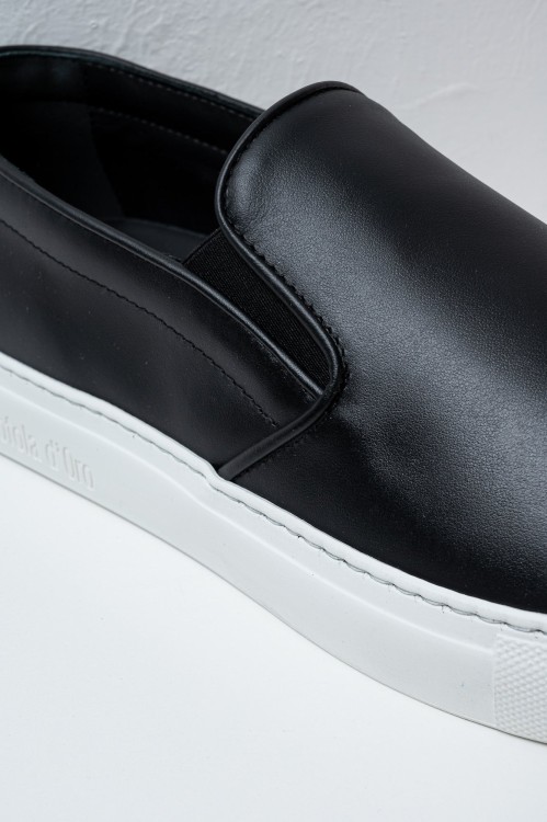 Shop Pantofola D'oro Black Foro Italico Leather Sneakers