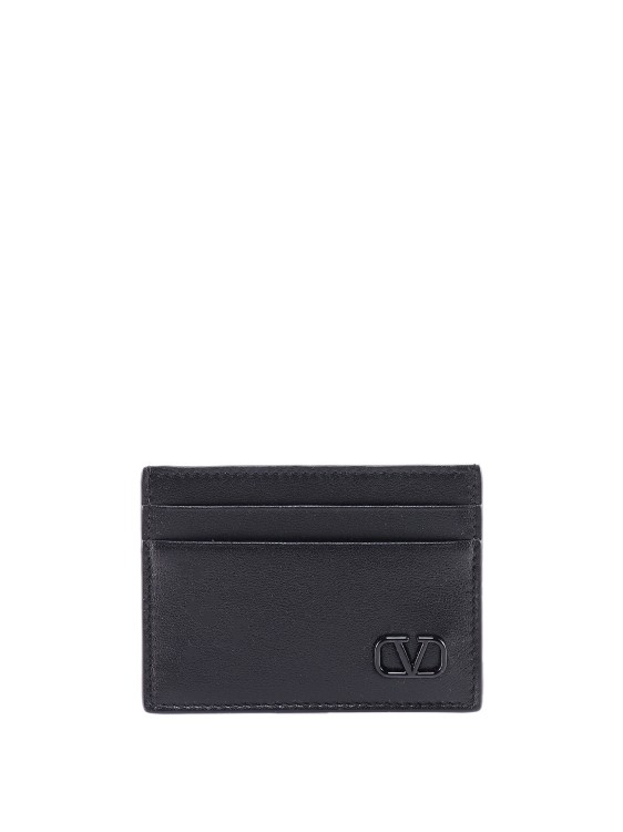 Valentino Garavani Leather Card Holder In Black