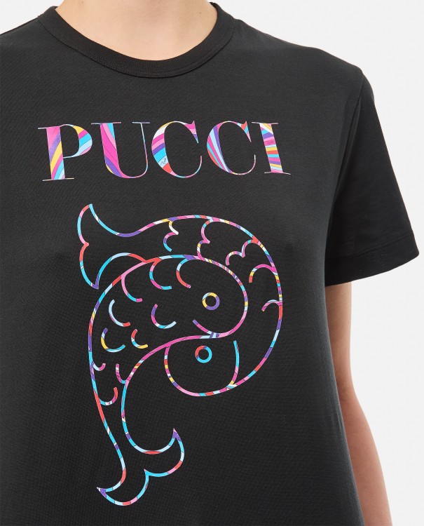 Shop Pucci Short Sleeve Cotton T-shirt In Black