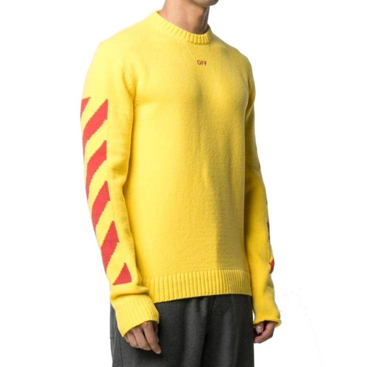 Shop Off-white Cotton Sweater In Yellow