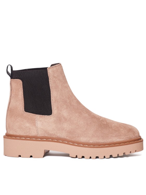 Hogan Soft Beige Suede Leather Ankle Boots In Neutrals