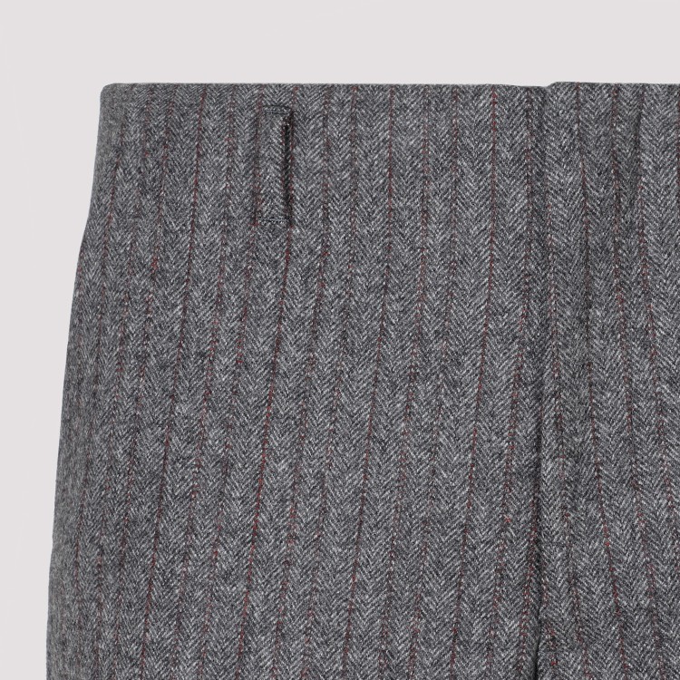 Dries Van Noten Wool Pinstriped Pants 4 Pockets In Grey