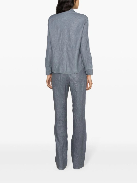 Shop Zadig & Voltaire Thelma Crinkled Leather Shirt In Blue