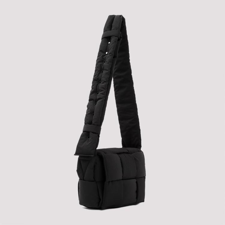 Shop Bottega Veneta Small Tech Cassette Black Silver Polyamide Shoulder Bag