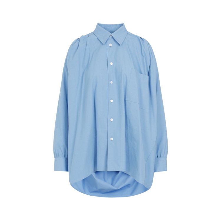 Shop Bottega Veneta Light Blue Cotton Shirt