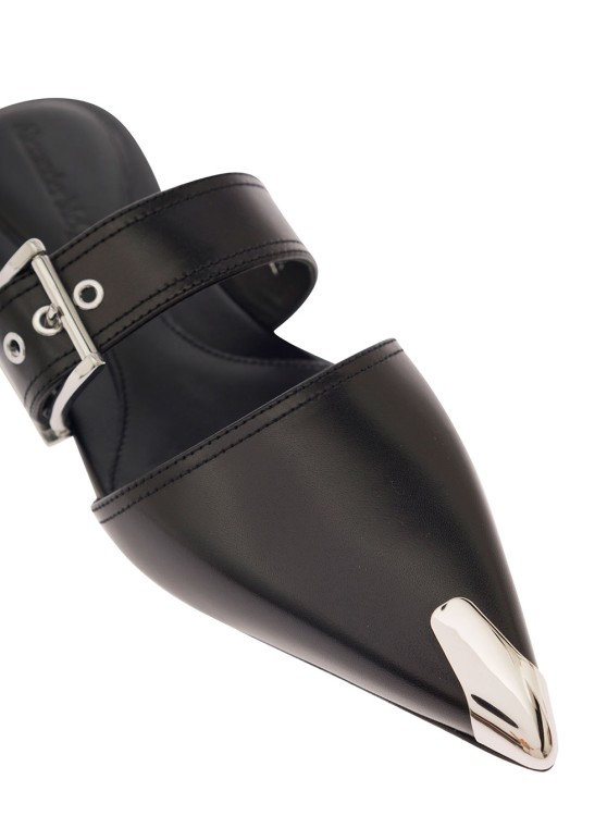 Shop Alexander Mcqueen Punk' Black Mules With Metal Tip In Leather