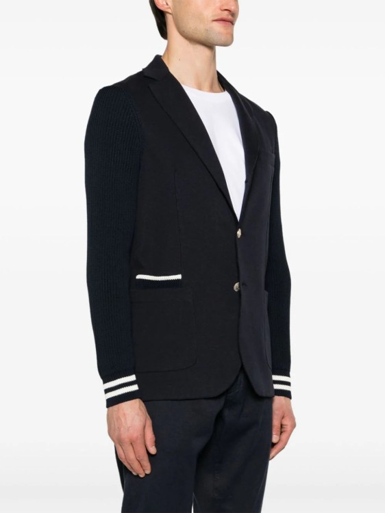 Shop Eleventy Knitted-sleeves Single-breasted Blazer In Black